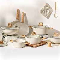 Set Panci dan Wajan Masak Anti Lengket dari Aluminium Die Cast, Set Peralatan Masak Granit dengan Dasar Induksi