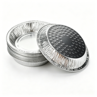 Conteneur rond en aluminium épais de 9 pouces, jetable, avec couvercle, pour la restauration à emporter, logo personnalisé, vente en gros