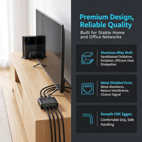 Répartiteur réseau Ethernet Gigabit 1x4 1000 Mbps, commutateur réseau 4 ports RJ45 avec adaptateur d'alimentation USB pour PC, routeur, LAN