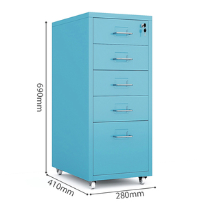 Meuble de rangement moderne Homniture <span class=keywords><strong>Helmer</strong></span> à 5 tiroirs en acier sur roulettes, armoire verticale mince en métal pour bureau, chambre et salon - Product Image 2