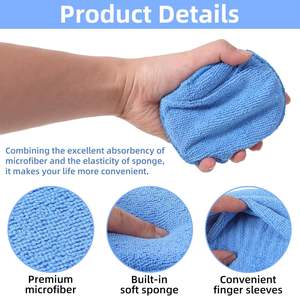Microfiber lembut kecerahan tinggi spons pembersih mobil multi-guna aplikator lilin dengan bantalan busa tas poles mobil Termasuk - Product Image 5