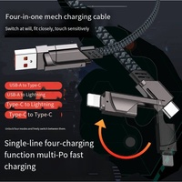Cable de Datos de Carga Rápida Trenzado y Blindado 4 en 1 DENIXI - 3 Juegos de Cables Planos Tipo C, Cable de Carga con Múltiples Puertos