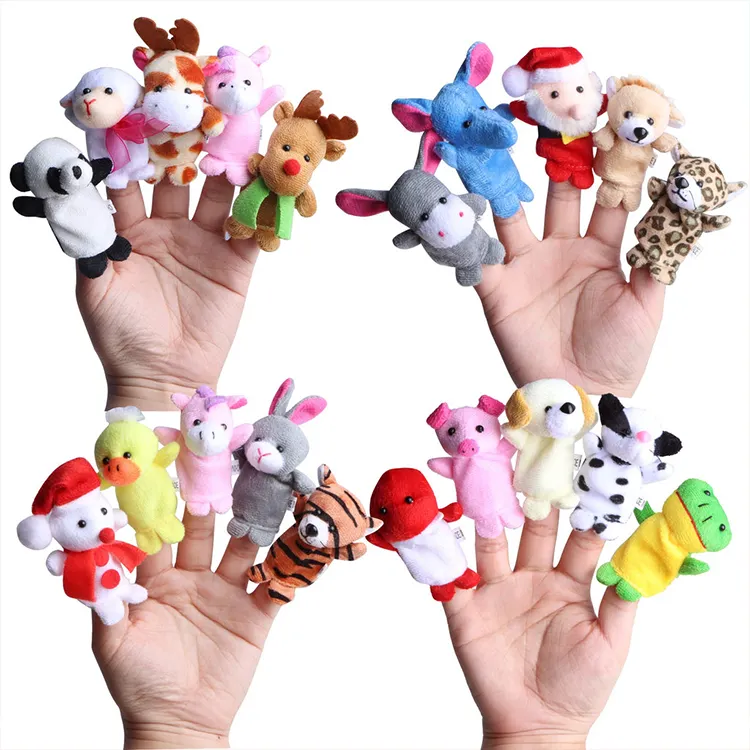 Personalizado Baby Story Time Forest Velvet Animal Style Soft Plush Animal Finger Puppets para Toddlees