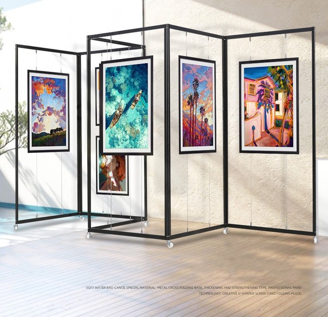 Mingzhi Modular Aluminum Alloy Art Gallery Display Board Movable Folding Partition Art Exhibition Stand