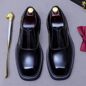 รองเท้าหนังวัวสไตล์เกาหลีสำหรับผู้ชาย รองเท้าลำลองสไตล์อังกฤษแบบมันเงาและเรียบหรู หนังเงาสีสดใส - Product Image 6