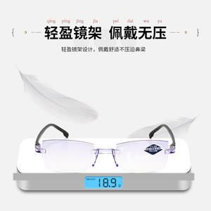 Lunettes de lecture bifocales améliorées sans monture, à bords coupés, bloquant la lumière bleue, verres PC violets, unisexe, double usage - Product Image 3