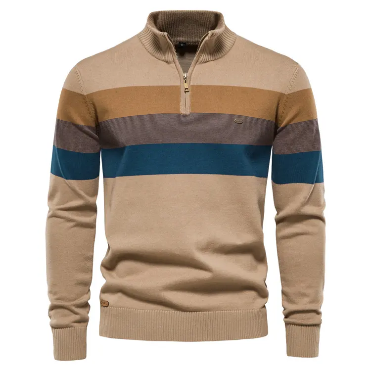 En solde Mode Anti-Pilling Pullover Stand Collar Winter Knitwear Cotton Sweater for Men
