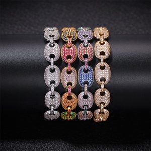 Chaînette pour hommes, en cuivre, plaqué <span class=keywords><strong>or</strong></span> 18K, mm, haute qualité, Hip Hop, zircon, Micro pavé, grains <span class=keywords><strong>de</strong></span> <span class=keywords><strong>café</strong></span>, à la mode - Product Image 1