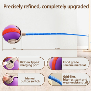 Modern Minimalist Automatic <b>Interactive</b> ABS Silicone <b>Cat</b> and Dog Play Mode PET <b>TOYS</b> USB Charger Rolling Ball for <b>Cats</b> Play Ball - Product Image 3