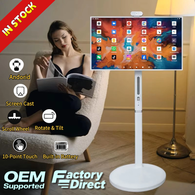 24/27/32 Inch FHD Android Touch LCD Display with 5H to 9H Battery Life Stand Wireless Smart Portable TV With Usb Interface