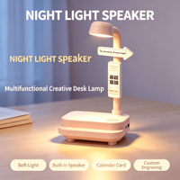 Lampe de table en forme d'enceinte avec veilleuse LED RGB, contrôle par bouton et application, décoration mignonne pour chambre d'enfant, audio sans fil en plastique