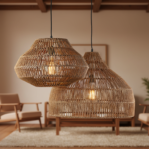 Lampada a Sospensione LED Moderna da Interno, Lampadario in Rattan Intrecciato a Forma di Nido d'Uccello, Illuminazione per Camera da Letto - Product Image 4