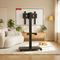 Support TV portable avec roulettes, support de sol en acier et chariots pour téléviseurs LED LCD de 26'' à 55'', support pivotant pour écran
