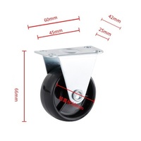 Roulettes fixes pour meubles de 50 mm (2 pouces), petites roues rigides en PP noires