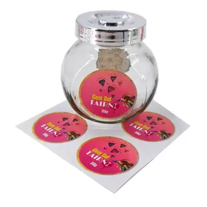 Custom Printing Food Drink Sticker Gold Foil Vinyl Labels For Candle Jars Pink Juice Square Bottle Sticky Labels Maker