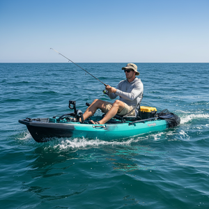 Kayak modulaire à pédales détachable pour 1 personne, 9,6 pieds, avec moteur électrique, type sit-on-top, en plastique rigide HDPE/PE, pour la pêche en mer, certifié CE - Product Image 4