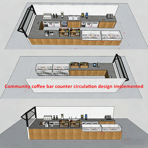 Diseño Moderno de Cafetería Comunitaria, Barra de Café de Madera Personalizada, Mostrador para Estación de Café, Estaciones de Café Profesionales, Expositor para Tienda de Café - Product Image 3
