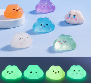 DIY bébé enfants jouets de bain promotionnel petit dessin animé mignon souriant embrasser pleurer heureux lumineux pluie nuage résine artisanat sculpture - Product Image 2