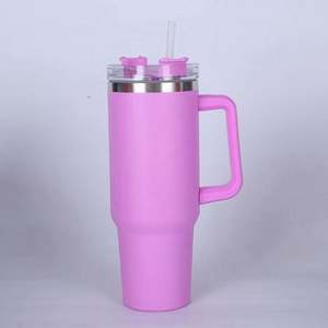 Gobelet isotherme en acier inoxydable de 40 oz avec poignée, couvercle et paille – Maintien au chaud de 6 à 12 heures – Design moderne pour le camping - Product Image 2