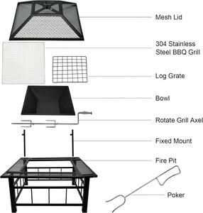 Parrilla <span class=keywords><strong>de</strong></span> barbacoa <span class=keywords><strong>de</strong></span> carbón <span class=keywords><strong>para</strong></span> acampar personalizada, Picnic, jardín al aire libre, mesa <span class=keywords><strong>de</strong></span> Metal cuadrada <span class=keywords><strong>para</strong></span> quemar madera, fogata <span class=keywords><strong>para</strong></span> la venta - Product Image 2