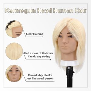 Tête de mannequin en cheveux humains blonds pour hommes de 6 à 8 pouces, design réaliste pour la formation des étudiants en cosmétologie en coupe et coiffage à chaud - Product Image 4
