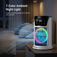 Ventilateur Rafraîchisseur d'Air Portable 6 Vitesses, Humidificateur de Bureau avec Minuteur 6H, Lumière LED 7 Couleurs, Ventilateur Brumisateur Personnel à Refroidissement Glacé pour Bureau et Maison