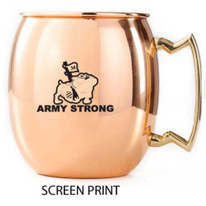 Fábrica personalizada 14 Oz. Taza de mula de Moscú de acero inoxidable chapada en cobre pulido con <span class=keywords><strong>espejo</strong></span>, mango chapado en oro - Product Image 1