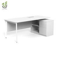 Bureau de direction IULTRA, modulaire, résistant à l'eau, design moderne, blanc, 140 cm, en forme de L, facile à assembler