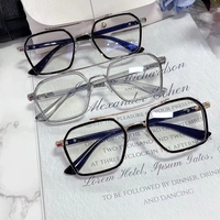 Gafas de sol cuadradas con doble puente para hombre y mujer, anteojos con montura grande, antiluz azul, retro, negro, transparente, para ordenador