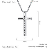 Liontin Salib Viking Kristen Nordik Punk dari Baja Anti Karat, Perhiasan Kalung Rune Fashion untuk Pria, Grosir Religius