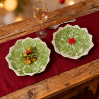 Assiettes en céramique gaufrées (3 pièces) plats en grès décoratifs pour table de Noël et repas de vacances
