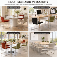 Chaise de salle à manger rembourrée de style minimaliste nordique, chaise moderne en tissu avec structure en métal et pieds chromés pour restaurant, café, maison