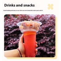Gobelet à collation jetable à paroi simple de 16 onces, plateau à collation de 90 mm de diamètre, gobelets en plastique pour jus, thé au lait, boissons froides, fondue