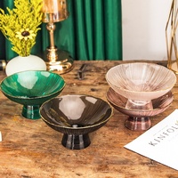 Assiettes de présentation rondes en verre côtelées colorées personnalisées pour mariage, avec base, pour fruits secs
