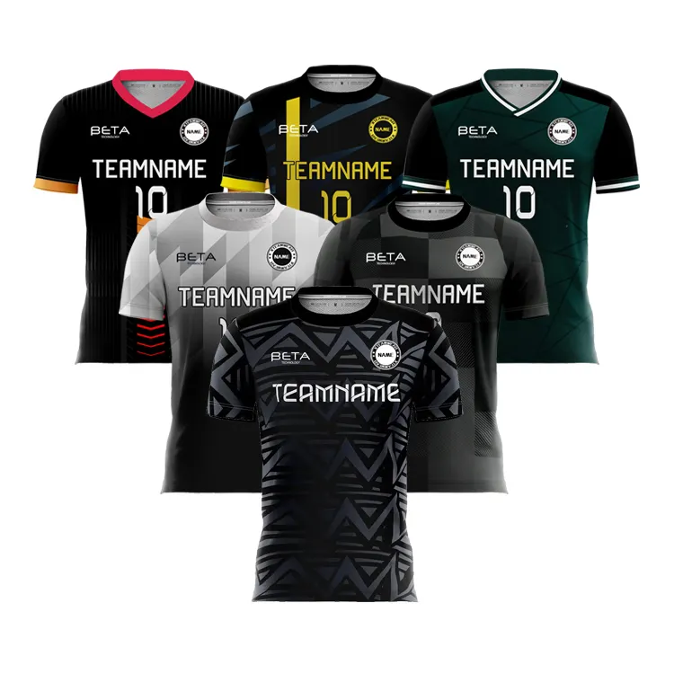 High Quality Original Men Black Soccer Jersey 100% Polyester Club Soccer Uniform Football Shirts