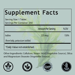 OEM/ODM Hot Selling Kelp with Iodine Supplement, Support Thyroid Health, Immune System & <b>Metabolism</b>, 250 Tablets - Product Image 2