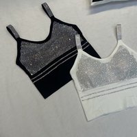 Nouvelle Camisole Femme Grande Taille en Latex en Forme de U, avec Soutien-Gorge Intégré et Décorations Diamantées Mi-Longues
