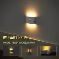 Lampu Dinding LED Sensor Gerak Isi Ulang dengan Pemasangan Magnetik, Kontrol Saklar, Bentuk Persegi Panjang, Lampu Malam untuk Kamar Tidur dan Ruang Tamu