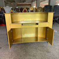 Bureau de réception de salon de beauté traditionnel de luxe moderne avec finition brillante noire pour salon et bar à domicile