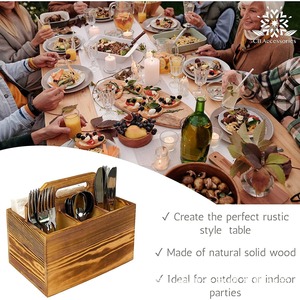 Caja de Madera para Cubiertos, Rectangular, Lacada, para Guardar Cubiertos, Decoración de Mesa de Cocina Interior - Product Image 3