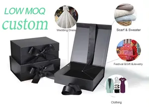 कस्टम लोगो चुंबक कठोर बॉक्स पैकिंग, चुंबकीय बंद उपहार बॉक्स के साथ व्यक्तिगत बड़े काले लक्जरी रिबन पेपर बॉक्स भेजने के लिए तैयार