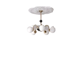 Lustre rétro français à LED, lampe de plafond ronde noire à tête unique pour salon, chambre à coucher, style vintage, design Ins - Product Image 4