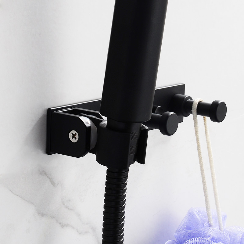 OEM Black Aluminum Hand Shower Storage Rack Wall Hanging Adjustable Rotating Fixed Base Hole-Free Accessory Holder