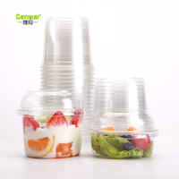 Bols jetables pour animaux de compagnie en plastique transparent avec logo personnalisé imprimé, contenants alimentaires transparents pour salade, crème glacée avec couvercles, 8/12/16/24/32 oz