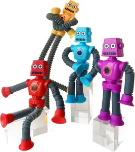 LED telescópica ventosa Robot juguete forma cambiante tubo telescópico Fidget juguetes Pop tubos Fidget tubos juguetes sensoriales para niños