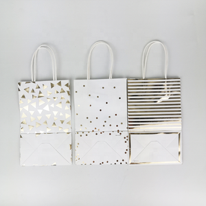 2022 New Gold Striped Hand-held Kraft <strong>Paper</strong> <strong>Bag</strong> with <strong>Unique</strong> <strong>Design</strong> - Product Image 3