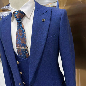 <span class=keywords><strong>Costume</strong></span> de marié bleu royal sur mesure de qualité supérieure, formel, à simple boutonnage, coupe ajustée, 3 pièces pour hommes - Product Image 3