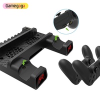 Station de charge verticale TP4-19076 avec refroidissement, double chargeur avec 4 connecteurs pour console PS4 et autres accessoires de jeu