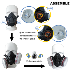 หน้ากากช่วยหายใจแบบครึ่งหน้าซิลิโคนแบบใช้ซ้ำได้ พร้อมไส้กรองสำหรับกรองฝุ่น - Product Image 4