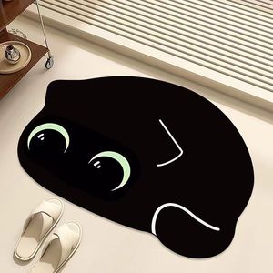 Tapis de bain mignon en forme de chat de dessin animé, en terre de diatomée, antidérapant, absorbant, séchage rapide, pour salle de bain, toilettes, entrée - Product Image 2